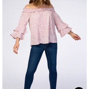 Pinkblush off the shoulder maternity shirt.